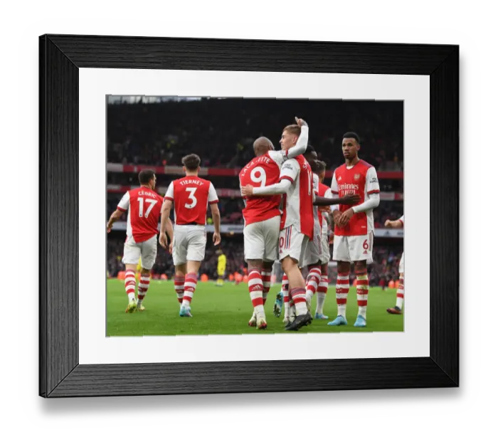 Framed Print : Arsenal's Emile Smith Rowe and Alex Lacazette Celebrate First Goal vs. Brentford (2021-22) Framed Print : Arsenal's Emile Smith Rowe and Alex Lacazette Celebrate First Goal vs. Brentford (2021-22)