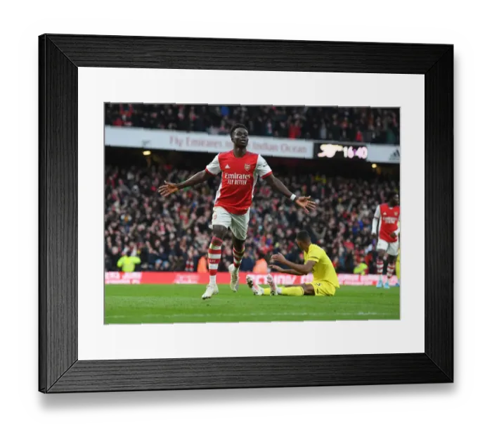 Framed Print : Bukayo Saka Scores His Second Goal: Arsenal's Victory Over Brentford in the 2021-22 Premier League