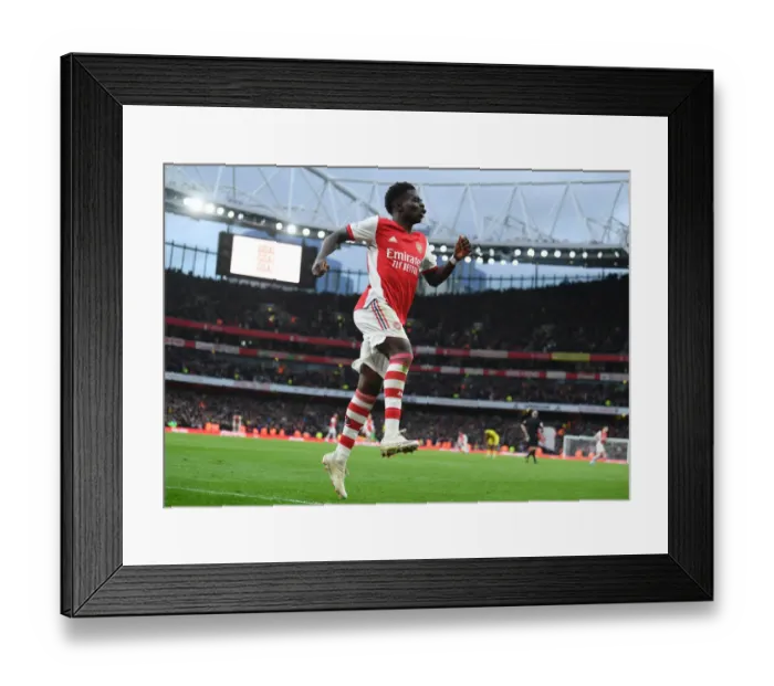 Framed Print : Bukayo Saka Scores His Second Goal: Arsenal's Victory over Brentford in the 2021-22 Premier League