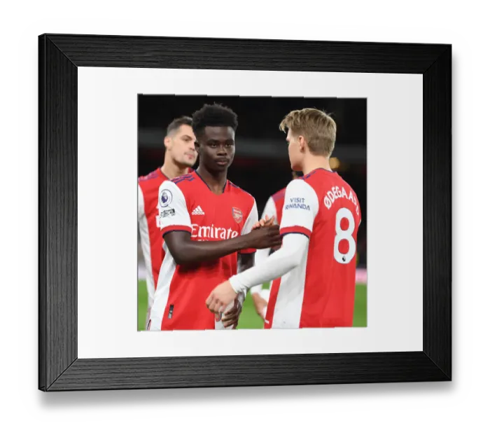 Framed Print : Arsenal Duo Bukayo Saka and Martin Odegaard Before Arsenal vs. Wolverhampton Wanderers (2021-22)