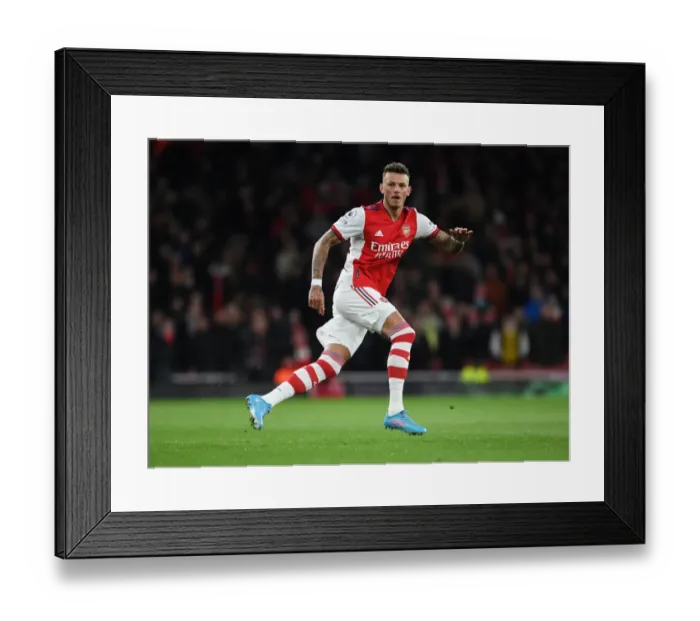 Framed Print : Arsenal's Ben White in Action: Arsenal vs. Wolverhampton Wanderers, Premier League 2021-22