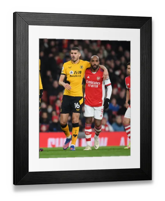 Framed Print : Lacazette vs. Coady: A Premier League Showdown at the Emirates Framed Print : Lacazette vs. Coady: A Premier League Showdown at the Emirates