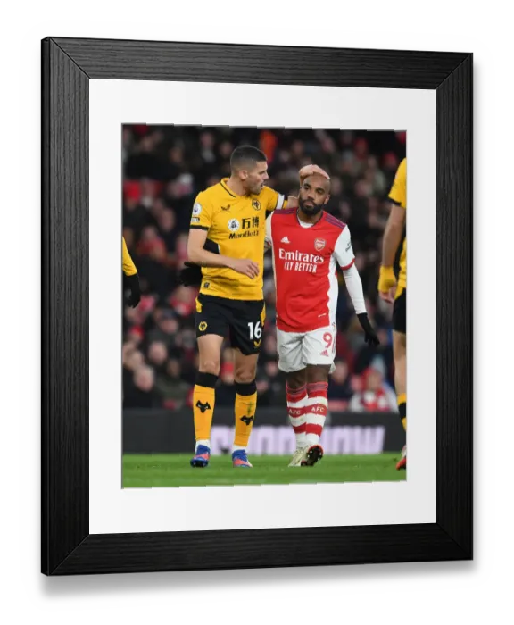 Framed Print : Lacazette vs. Coady: A Premier League Showdown at the Emirates Framed Print : Lacazette vs. Coady: A Premier League Showdown at the Emirates