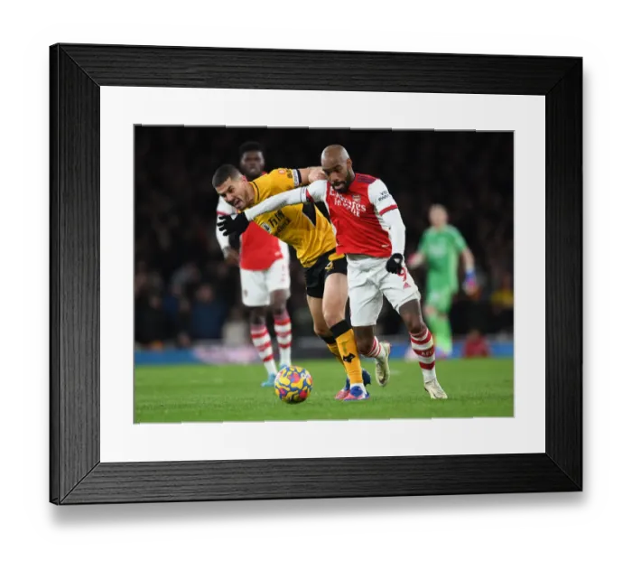 Framed Print : Lacazette vs. Coady: A Premier League Showdown at Emirates Stadium Framed Print : Lacazette vs. Coady: A Premier League Showdown at Emirates Stadium