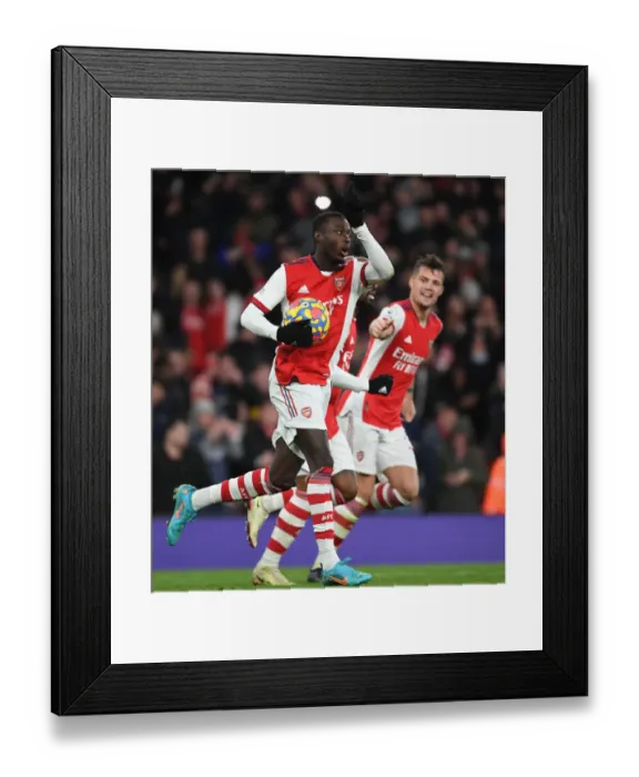 Framed Print : Pepe Scores the Opener: Arsenal's Victory Against Wolverhampton Wanderers (2021-22)