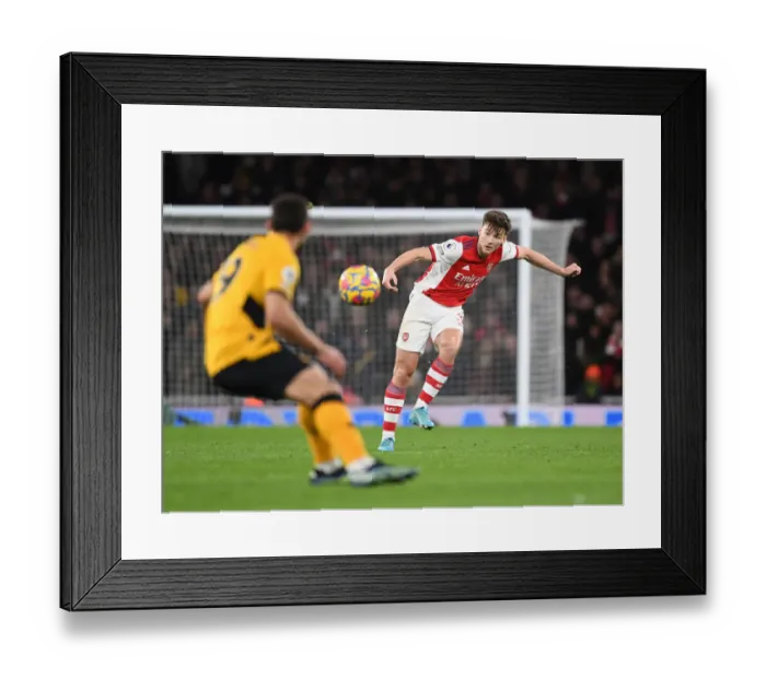 Framed Print : Arsenal's Kieran Tierney in Action Against Wolverhampton Wanderers in the Premier League