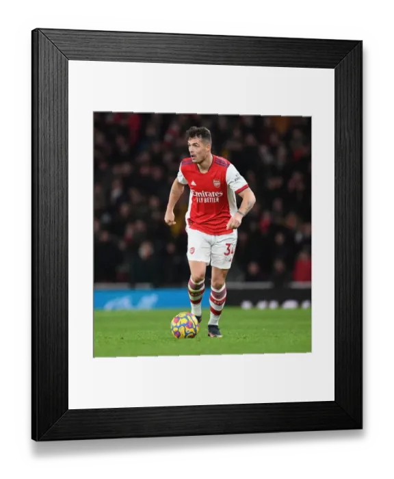 Framed Print : Granit Xhaka: Arsenal's Midfield Mastermind in Action against Wolverhampton Wanderers, Premier League 2021-22