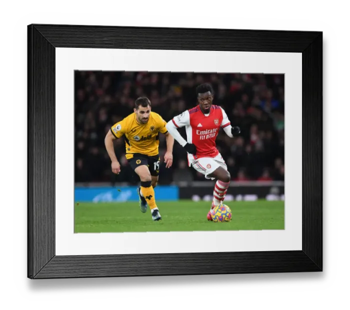 Framed Print : Arsenal's Eddie Nketiah Scores Past Wolves Jonny in Premier League Clash