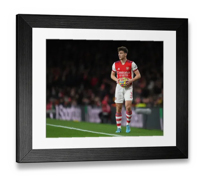 Framed Print : Arsenal's Kieran Tierney in Action during Arsenal v Wolverhampton Wanderers, Premier League 2021-22