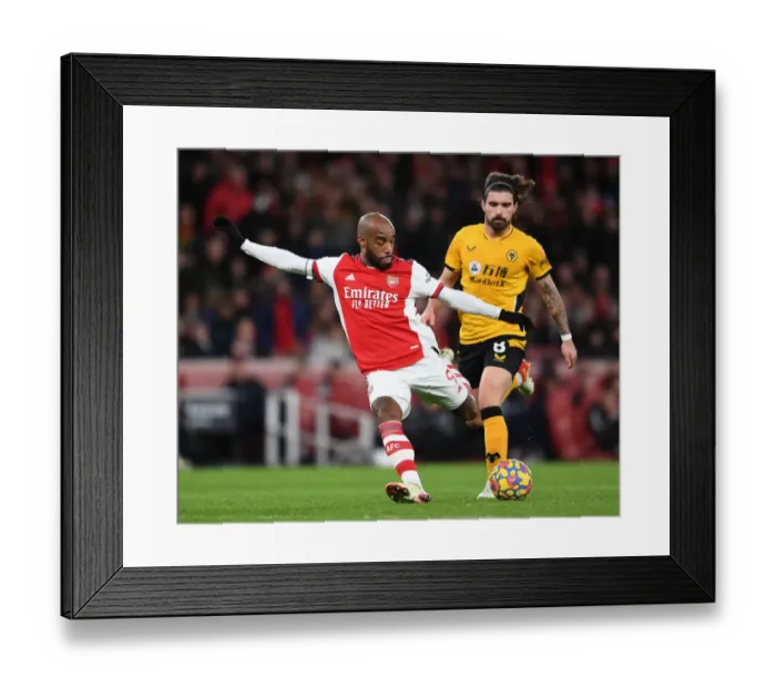 Framed Print : Arsenal's Lacazette Faces Off Against Neves in Intense Arsenal v Wolverhampton Wanderers Clash (2021-22) Framed Print : Arsenal's Lacazette Faces Off Against Neves in Intense Arsenal v Wolverhampton Wanderers Clash (2021-22)