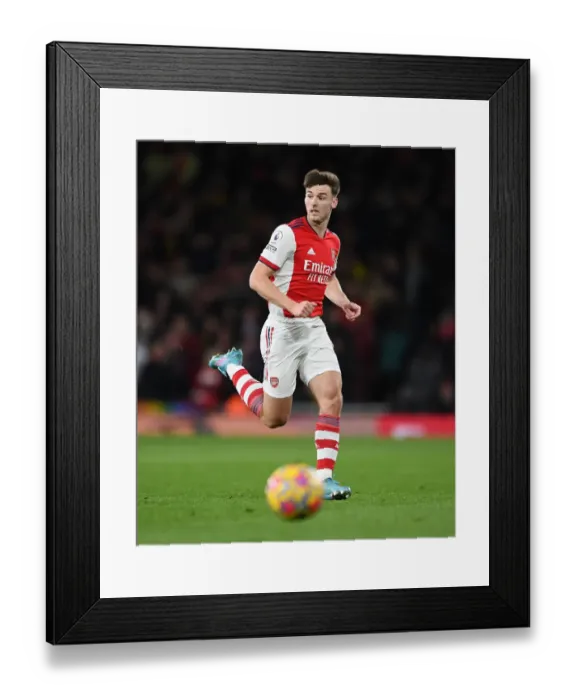 Framed Print : Arsenal's Kieran Tierney in Action against Wolverhampton Wanderers, Premier League 2021-22