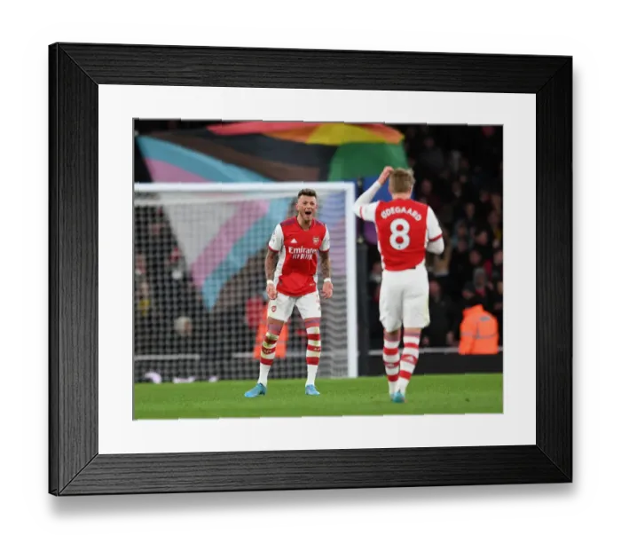Framed Print : Arsenal Celebrate First Goal Against Wolverhampton Wanderers in 2021-22 Premier League