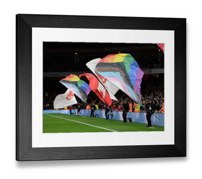 Framed Print : Arsenal's Rainbow Debut: First Premier League Game with Flag at Emirates Stadium vs. Wolverhampton Wanderers (2021-22) Framed Print : Arsenal's Rainbow Debut: First Premier League Game with Flag at Emirates Stadium vs. Wolverhampton Wanderers (2021-22)