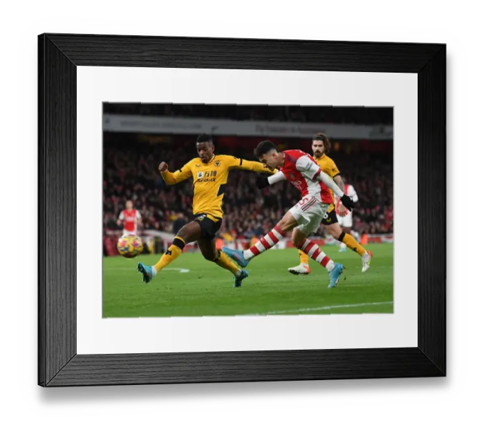 Framed Print : Martinelli vs. Semedo: Intense Shootout at Emirates Stadium - Arsenal vs. Wolverhampton Wanderers, Premier League 2021-22 Framed Print : Martinelli vs. Semedo: Intense Shootout at Emirates Stadium - Arsenal vs. Wolverhampton Wanderers, Premier League 2021-22