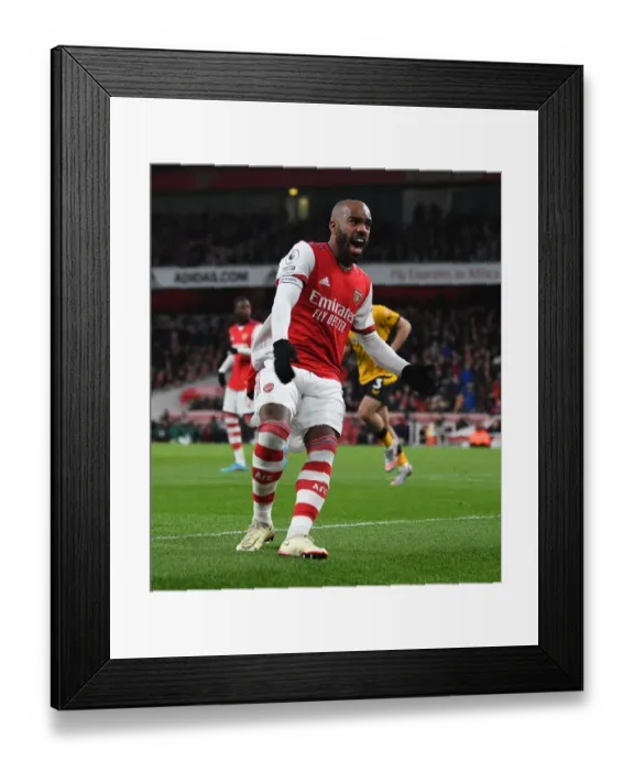 Framed Print : Arsenal's Alexandre Lacazette Rallies Crowd vs. Wolverhampton Wanderers, Premier League 2021-22 Framed Print : Arsenal's Alexandre Lacazette Rallies Crowd vs. Wolverhampton Wanderers, Premier League 2021-22