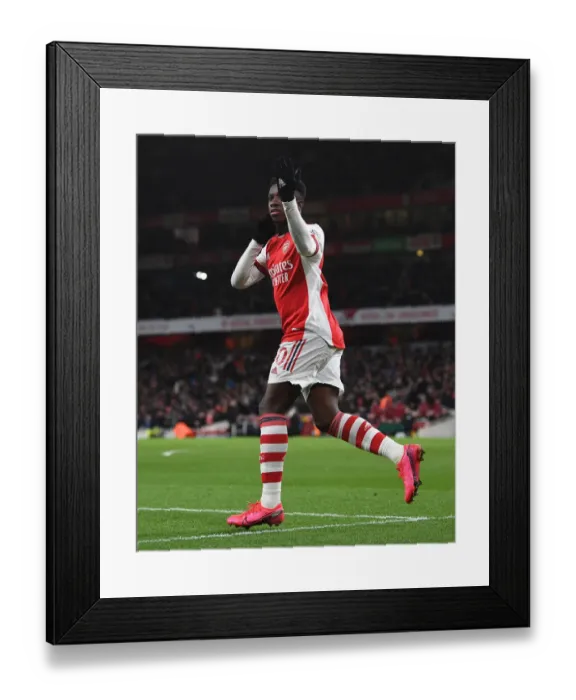 Framed Print : Arsenal's Eddie Nketiah Scores First Goal in Arsenal v Wolverhampton Wanderers, Premier League 2021-22