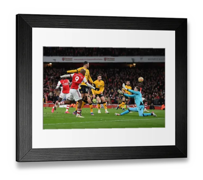 Framed Print : Alexandre Lacazette Scores Arsenal's Second Goal Against Wolverhampton Wanderers in the 2021-22 Premier League