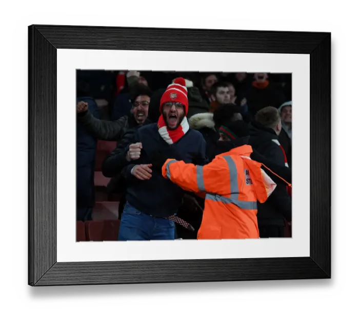 Framed Print : Arsenal Fans Euphoria: The Unforgettable Moment of the Second Goal, Arsenal vs. Wolverhampton Wanderers, Premier League 2021-22 Framed Print : Arsenal Fans Euphoria: The Unforgettable Moment of the Second Goal, Arsenal vs. Wolverhampton Wanderers, Premier League 2021-22