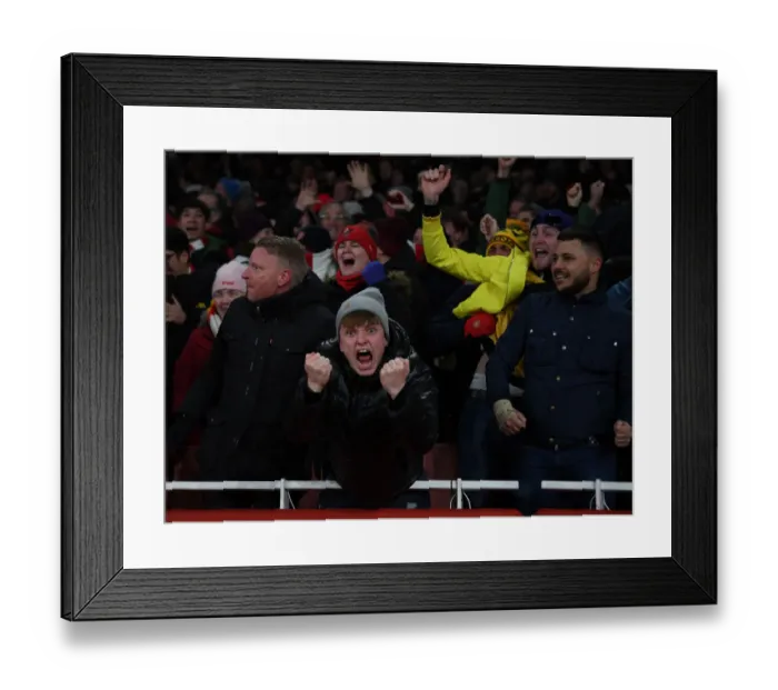 Framed Print : Arsenal Fans Euphoria: Celebrating the Second Goal vs. Wolverhampton Wanderers, Premier League 2021-22 Framed Print : Arsenal Fans Euphoria: Celebrating the Second Goal vs. Wolverhampton Wanderers, Premier League 2021-22