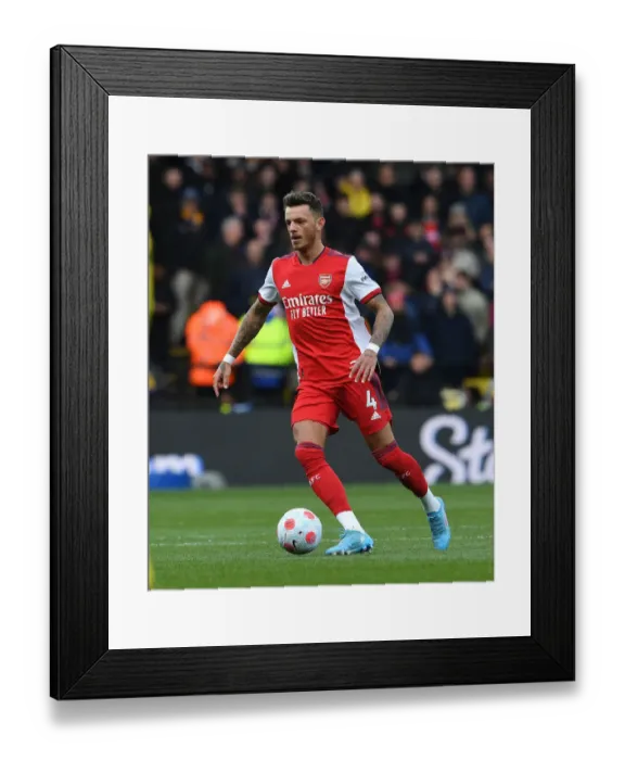 Framed Print : Ben White in Action: Arsenal's Defensive Masterclass at Watford, Premier League 2021-22