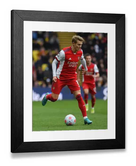 Framed Print : Martin Odegaard: Arsenal's Midfield Genius Shines in Premier League Win Against Watford