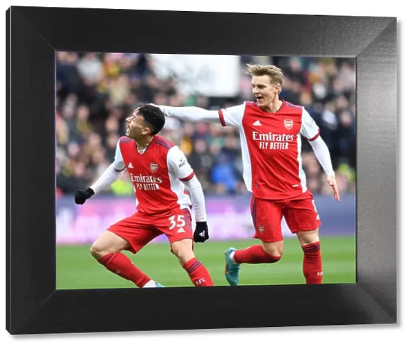 Arsenal's Euphoric Third Goal: Martinelli and Odegaard's Unforgettable Celebration vs. Watford (Premier League 2021-22)