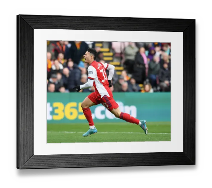 Framed Print : Martinelli's Hat-Trick: Arsenal Crushes Watford in Premier League