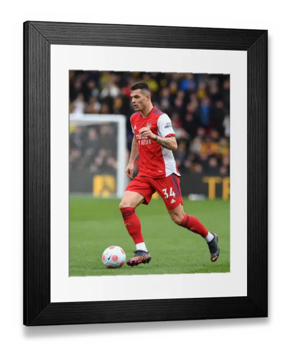 Framed Print : Granit Xhaka: Arsenal's Midfield Maestro Dominates Premier League Clash vs. Watford, 2021-22