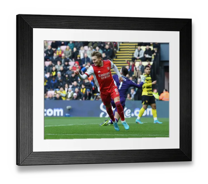 Framed Print : Martin Odegaard Scores for Arsenal in Watford Victory - Premier League 2021-22