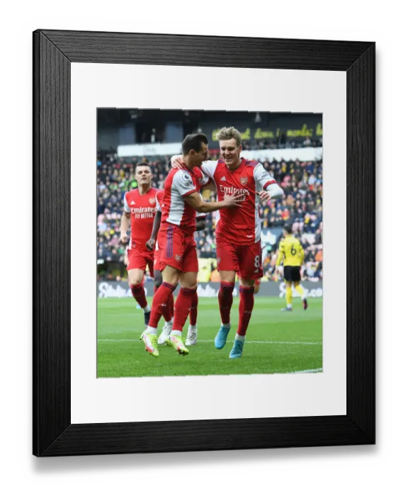 Framed Print : Martin Odegaard Scores First Goal: Watford vs. Arsenal, Premier League 2021-22
