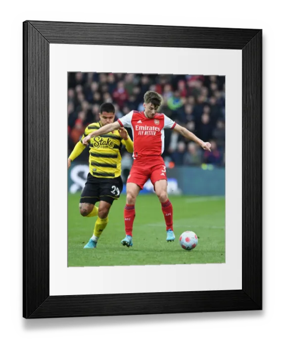 Framed Print : Arsenal's Kieran Tierney Outwits Cucho Hernandez: Premier League Victory at Watford Framed Print : Arsenal's Kieran Tierney Outwits Cucho Hernandez: Premier League Victory at Watford