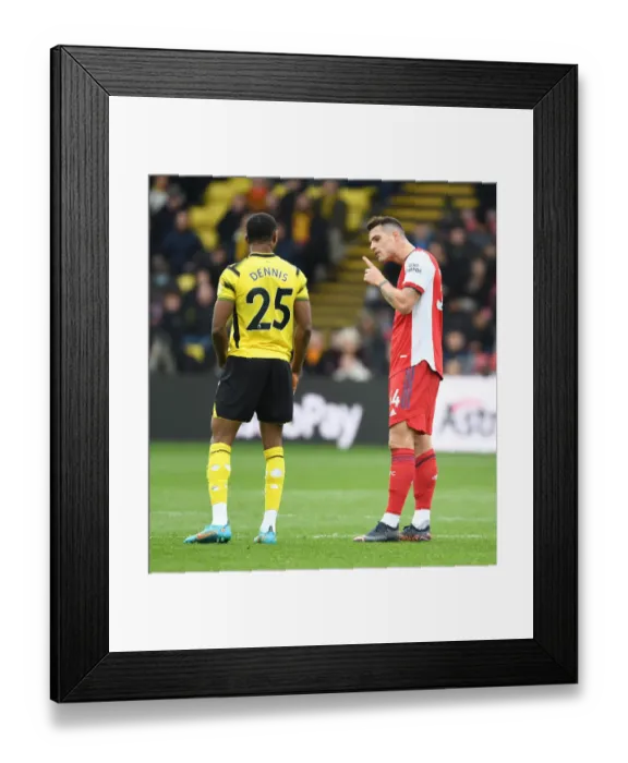 Framed Print : Xhaka vs Dennis: Clash of the Midfielders - Watford vs Arsenal, Premier League 2021-22