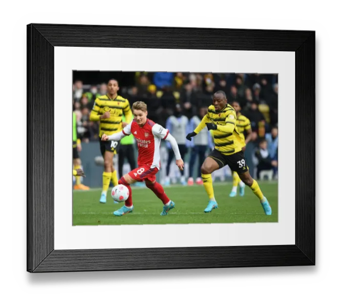 Framed Print : Martin Odegaard Breaks Past Watford's Defense: Arsenal vs Watford, Premier League 2021-22 Framed Print : Martin Odegaard Breaks Past Watford's Defense: Arsenal vs Watford, Premier League 2021-22