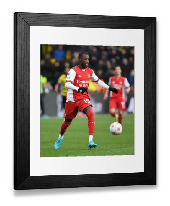 Framed Print : Nicolas Pepe in Action: Arsenal vs. Watford, Premier League 2021-22