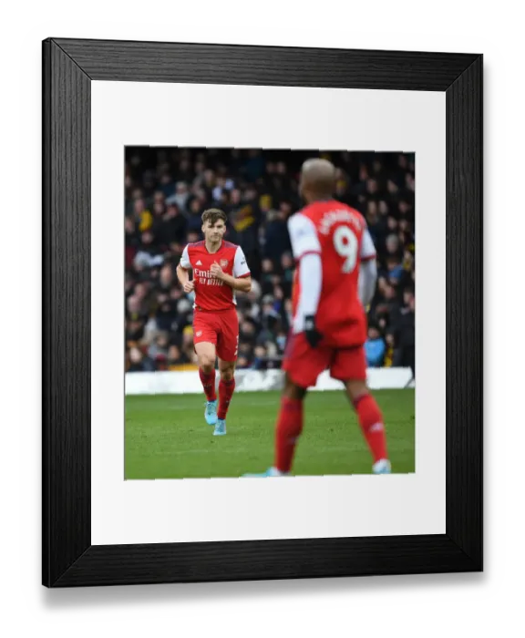 Framed Print : Arsenal's Kieran Tierney in Action: Watford vs Arsenal, Premier League 2021-22