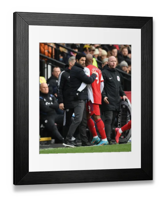Framed Print : Mikel Arteta Consoles Substituted Lacazette: Watford vs Arsenal, Premier League 2021-22
