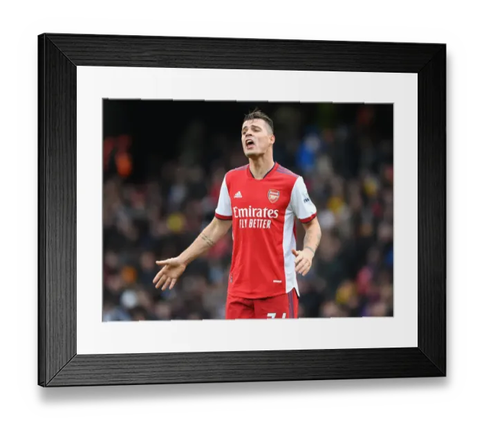 Framed Print : Granit Xhaka: Arsenal's Midfield Maestro Shines in Premier League Clash Against Watford