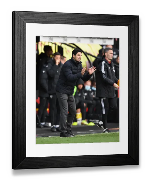 Framed Print : Mikel Arteta Leads Arsenal in Premier League Battle against Watford (2021-22)