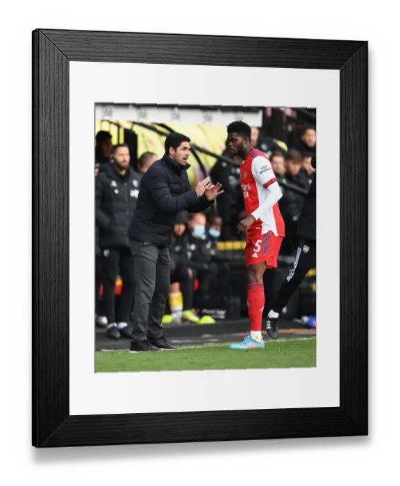 Framed Print : Mikel Arteta Coaches Thomas Partey during Arsenal's Premier League Match at Watford Framed Print : Mikel Arteta Coaches Thomas Partey during Arsenal's Premier League Match at Watford