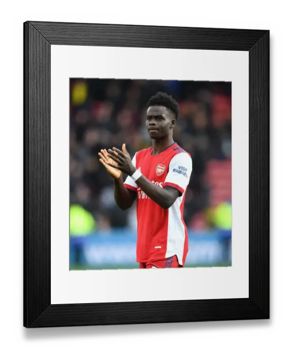Framed Print : Saka Applauds Arsenal Fans: Watford vs Arsenal, Premier League 2021-22