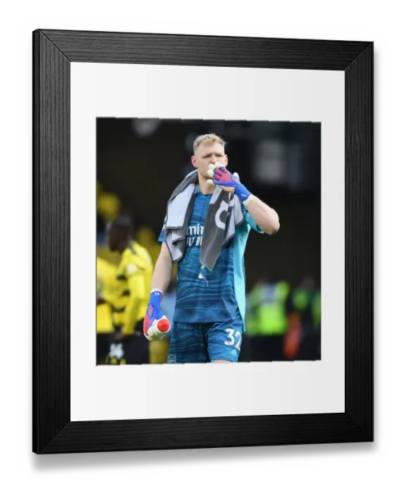 Framed Print : Arsenal's Aaron Ramsdale Celebrates Victory over Watford with Fans Framed Print : Arsenal's Aaron Ramsdale Celebrates Victory over Watford with Fans