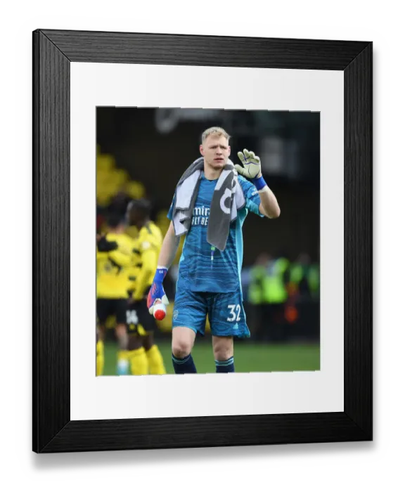 Framed Print : Arsenal's Aaron Ramsdale Celebrates with Fans after Watford Victory, Premier League 2021-22 Framed Print : Arsenal's Aaron Ramsdale Celebrates with Fans after Watford Victory, Premier League 2021-22