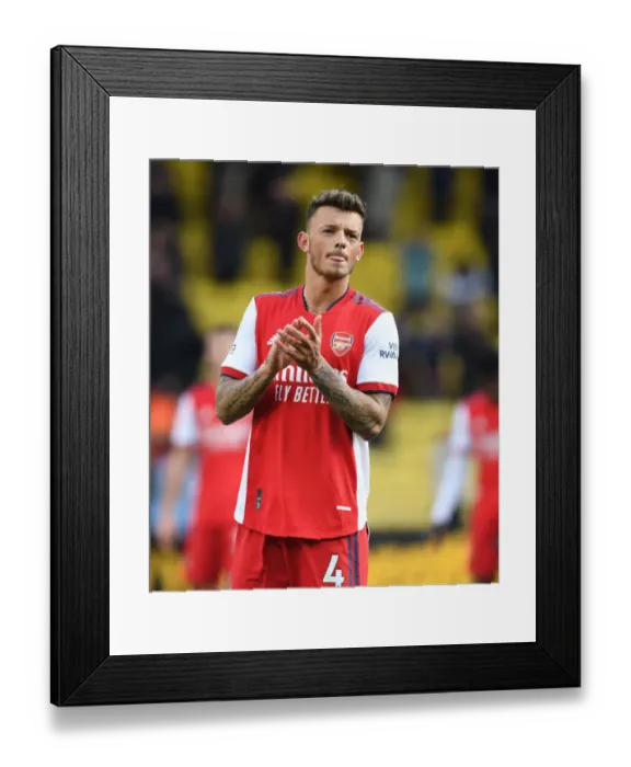 Framed Print : Ben White Celebrates with Arsenal Fans after Watford Victory, Premier League 2021-22 Framed Print : Ben White Celebrates with Arsenal Fans after Watford Victory, Premier League 2021-22
