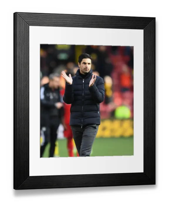 Framed Print : Arsenal's Mikel Arteta Celebrates Victory over Watford in Premier League Framed Print : Arsenal's Mikel Arteta Celebrates Victory over Watford in Premier League