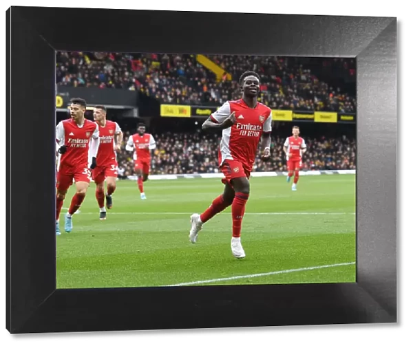 Bukayo Saka Scores Second Goal: Arsenal's Victory at Watford (Premier League 2021-22)