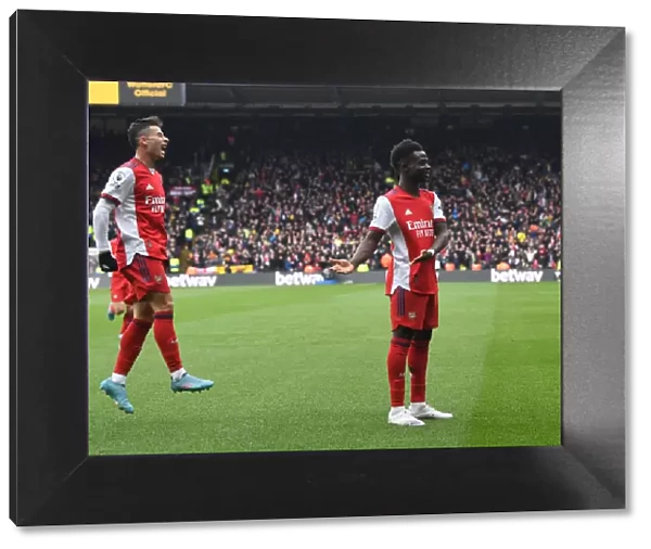 Saka and Martinelli Celebrate Arsenal's Victory: Watford vs Arsenal, Premier League 2021-22