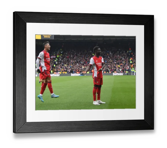 Framed Print : Saka and Martinelli Celebrate Arsenal's Victory: Watford vs Arsenal, Premier League 2021-22 Framed Print : Saka and Martinelli Celebrate Arsenal's Victory: Watford vs Arsenal, Premier League 2021-22