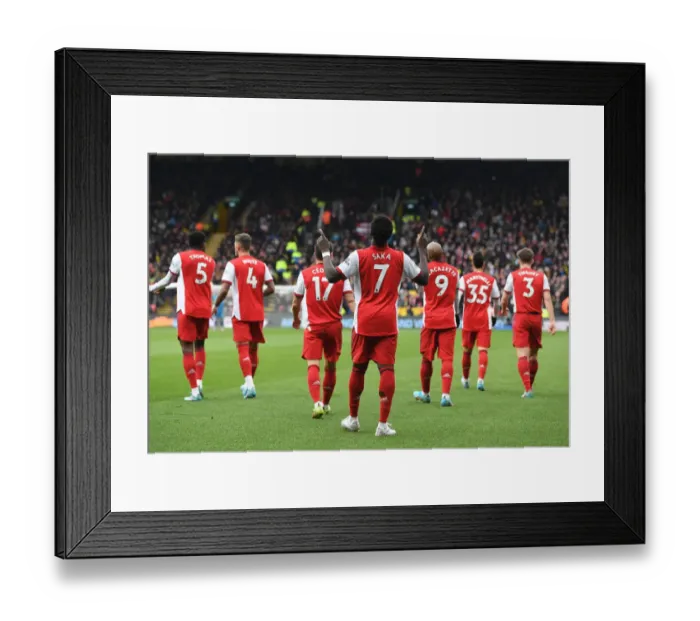 Framed Print : Bukayo Saka Scores the Second: Arsenal's Victory over Watford in Premier League 2021-22
