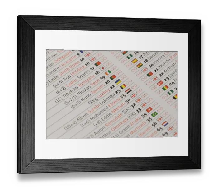 Framed Print : Arsenal Honors Oleg Luzhny: A Tribute at Emirates Stadium - Arsenal vs Leicester City (2021-22)