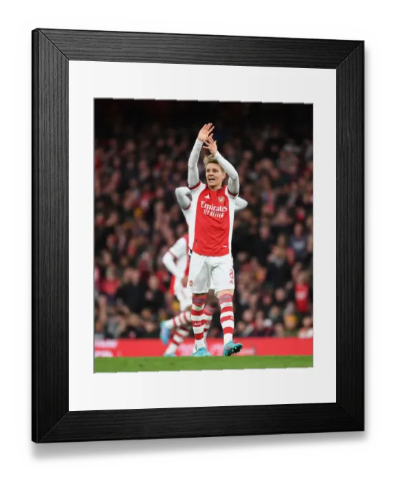 Framed Print : Martin Odegaard in Action: Arsenal vs Leicester City, Premier League 2021-22 Framed Print : Martin Odegaard in Action: Arsenal vs Leicester City, Premier League 2021-22